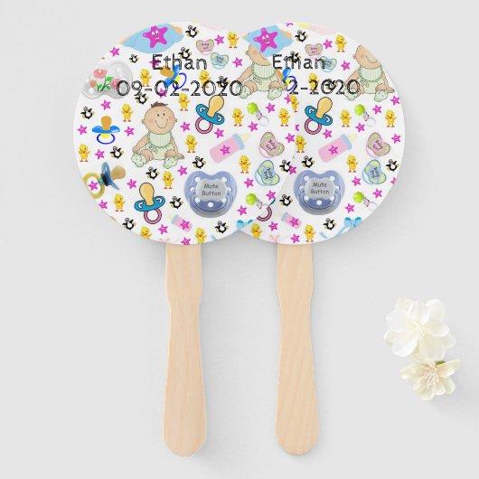 Set van Fans Binkys Pacifiers Handwaaier (Voorkant en achterkant)