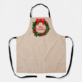 set van Feliz Navidad Merry Kerstmis Wreath Bow Schort (Voorkant)