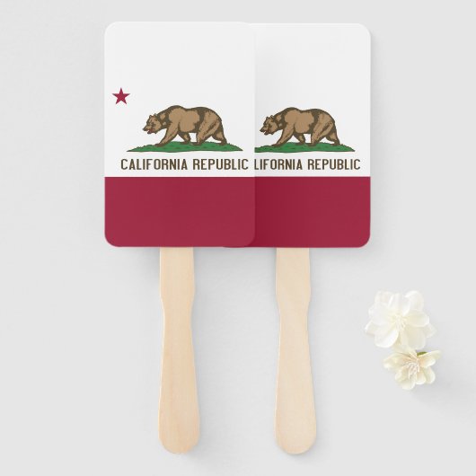 Set van hand fan met vlag van Californië, VS Handwaaier (Voorkant en achterkant)