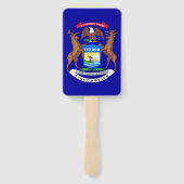 Set van hand fan met vlag van Michigan, USA Handwaaier (Achterkant)