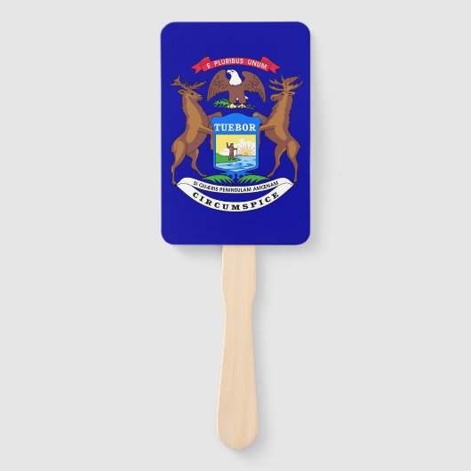 Set van hand fan met vlag van Michigan, USA Handwaaier (Voorkant)