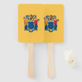 Set van hand fan met vlag van New Jersey, USA Handwaaier (Voorkant en achterkant)