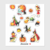  Set van Heksenkat Pumkin Halloween Sticker (Vel)