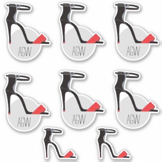 Set van hoge hak schoenen, monogram gepersonalisee sticker (Voorkant)