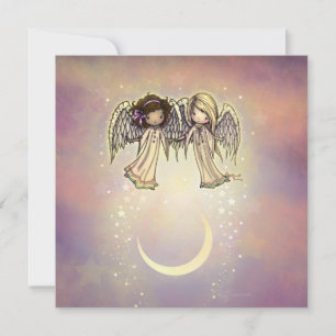 Set van Kaarten Little Angels Geïllustreerde Kunst Notitiekaartje