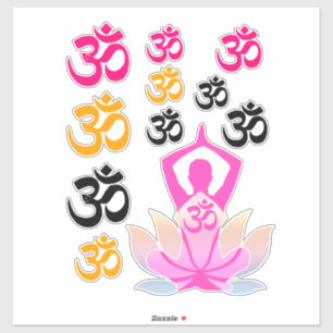Set van OM Namaste Spirituele Lotus Bloem Yoga Pos Sticker