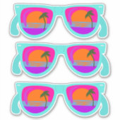 Set van Retro Neon Eighties Sunset Zonnebril Sticker (Voorkant)