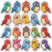 Set van Schattigee Cartoon Vogels Sticker (Voorkant)