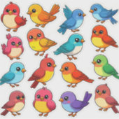 Set van Schattigee Cartoon Vogels Sticker (Voorkant)