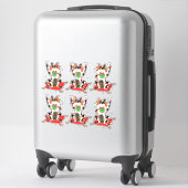 Set van Six Cute Maneki Neko Lucky Becelling Cats Sticker (Koffer)