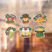 Set van Six St. Patrick's Day Food Business Raamsticker (Vel 2)