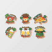 Set van Six St. Patrick's Day Food Business Raamsticker (Vel)