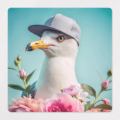 Set van stickers, zeemeeuw camera, flamingo blauw  labels (Design 1)