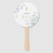 set van tien blauwe wilde bloemen Doop Handwaaier (Achterkant)