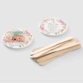 set van tien roze bloemen lijst Doop Handwaaier (Niet-gemonteerd)