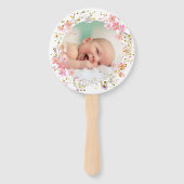 set van tien roze bloemen lijst Doop Handwaaier (Voorkant)