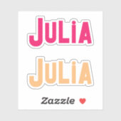 Set van twee Julia Bright Modern aangepaste naam l Sticker (Vel)