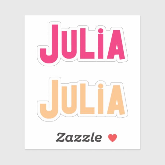 Set van twee Julia Bright Modern aangepaste naam l Sticker (Vel)