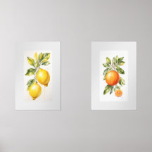 Set van twee Wall Art Waterverf Fruit Prints