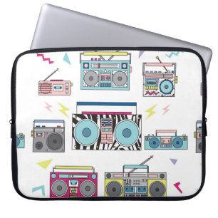 set van verschillende cassettespelers. Retro 80's Laptop Sleeve