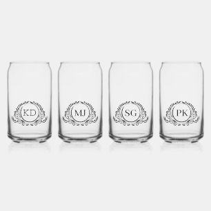 Set van vier  cirkel Lijst monogram Blikvorm Glas