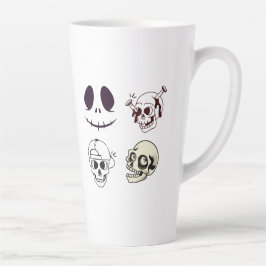 Set van vier unieke schedelillustraties latte mok