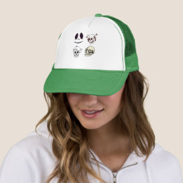 Set van vier unieke schedelillustraties trucker pet