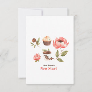 Set van waterverf illustraties met bloemen vertrek bedankkaart