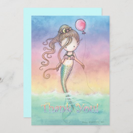 Set van Zeemeermin Dank u Kaarten (Voorkant / Achterkant)