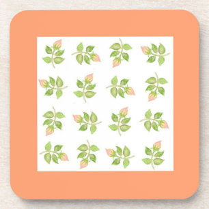 Set Vintage Roze Roosknoppen met Kurk Rug Coasters Onderzetter