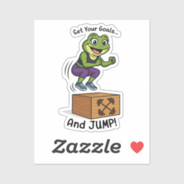 Set Your Goals and Jump – Female Frog Workout Sticker