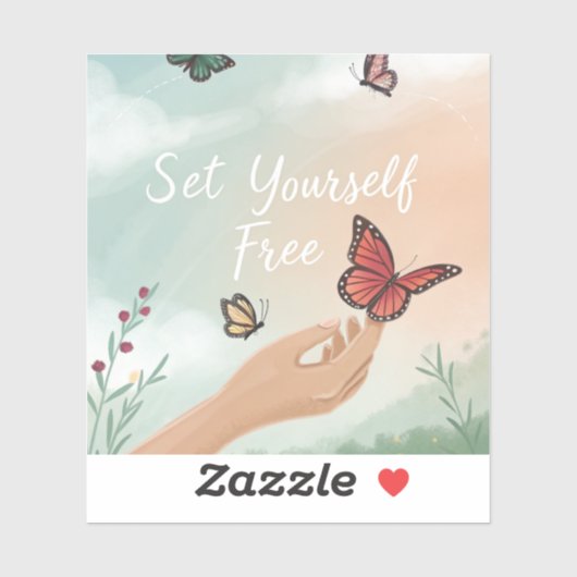 “Set Yourself Free – Butterfly Release Art” Sticker (Vel)