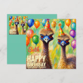 SETH ~ Carte d'anniversaire ~ Emus ~ (Devant / Derrière)