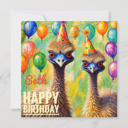 SETH ~ Carte d'anniversaire ~ Emus ~ (Devant)
