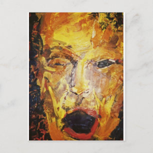 Seth, man gezicht, origineel acrylschilderij briefkaart