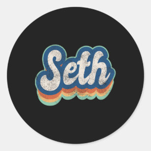 Seth Voornaam Jongen  Stijl 70s 80s Persoonlijk Ronde Sticker