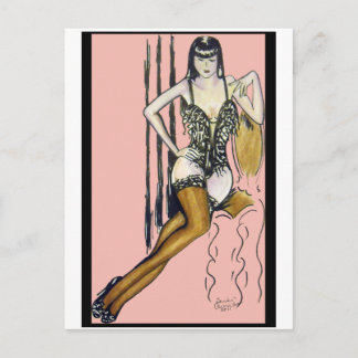 Seti - Brunette Pin-up Girl Card Briefkaart