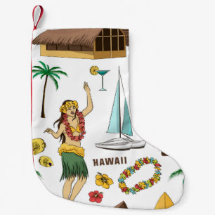setpatroon van Hawaiiaanse pictogrammen en symbol Kleine Kerstsok