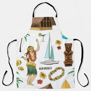  setpatroon van Hawaiiaanse pictogrammen en symbol Schort