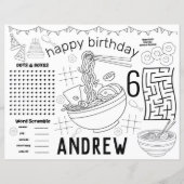 Sets de table Ramen, feuille d'activité d'annivers (Devant)