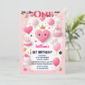 Sets Schattigee Koningin Kleine Miss Onederful 1e  Kaart (Staand voorkant)