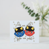 Setsubun Oni Rode en Blauwe Demonen Briefkaart (Staand voorkant)