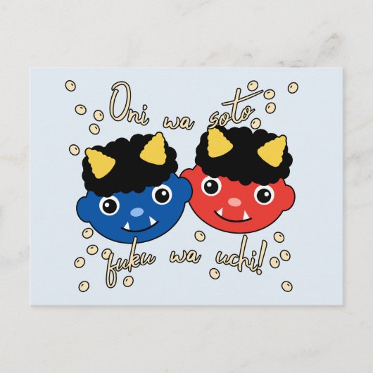 Setsubun Oni Rode en Blauwe Demonen Briefkaart (Voorkant)