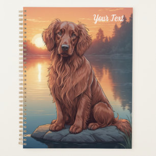 Setter Irlandais au bord d'un lac