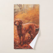 Setter rouge irlandais à l'automne Feuilles automn (Serviette à main)
