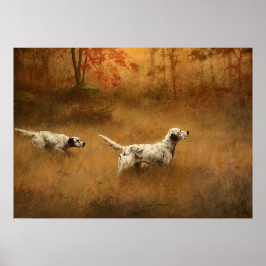 Setters in a Field by Percival Leonard Rosseau Poster (Voorkant)