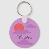 Setting Sun with Purple Clouds: Lavender Sleutelhanger (Voorkant)