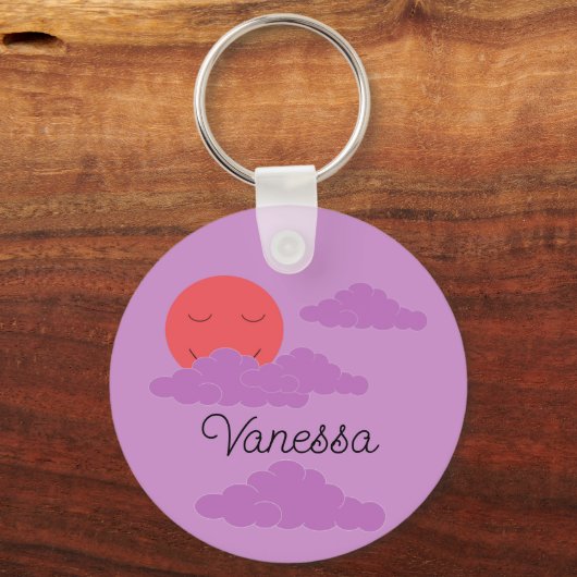 Setting Sun with Purple Clouds: Lavender Sleutelhanger (Voorkant)