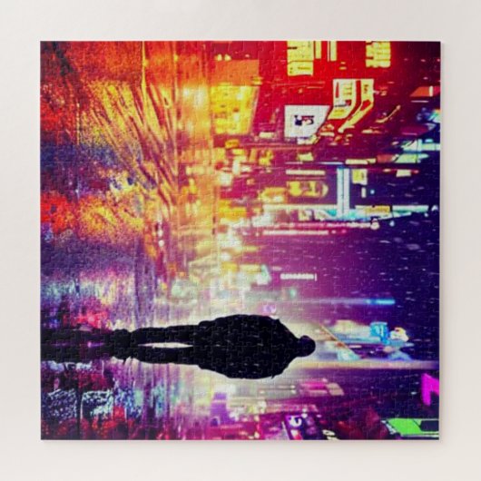 Seul Cyberpunk Dans Le Puzzle De Pluie (Horizontal)
