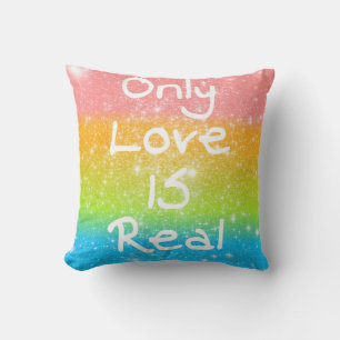 Seul l'amour est Real Pastel Rainbow Stars Coussin
